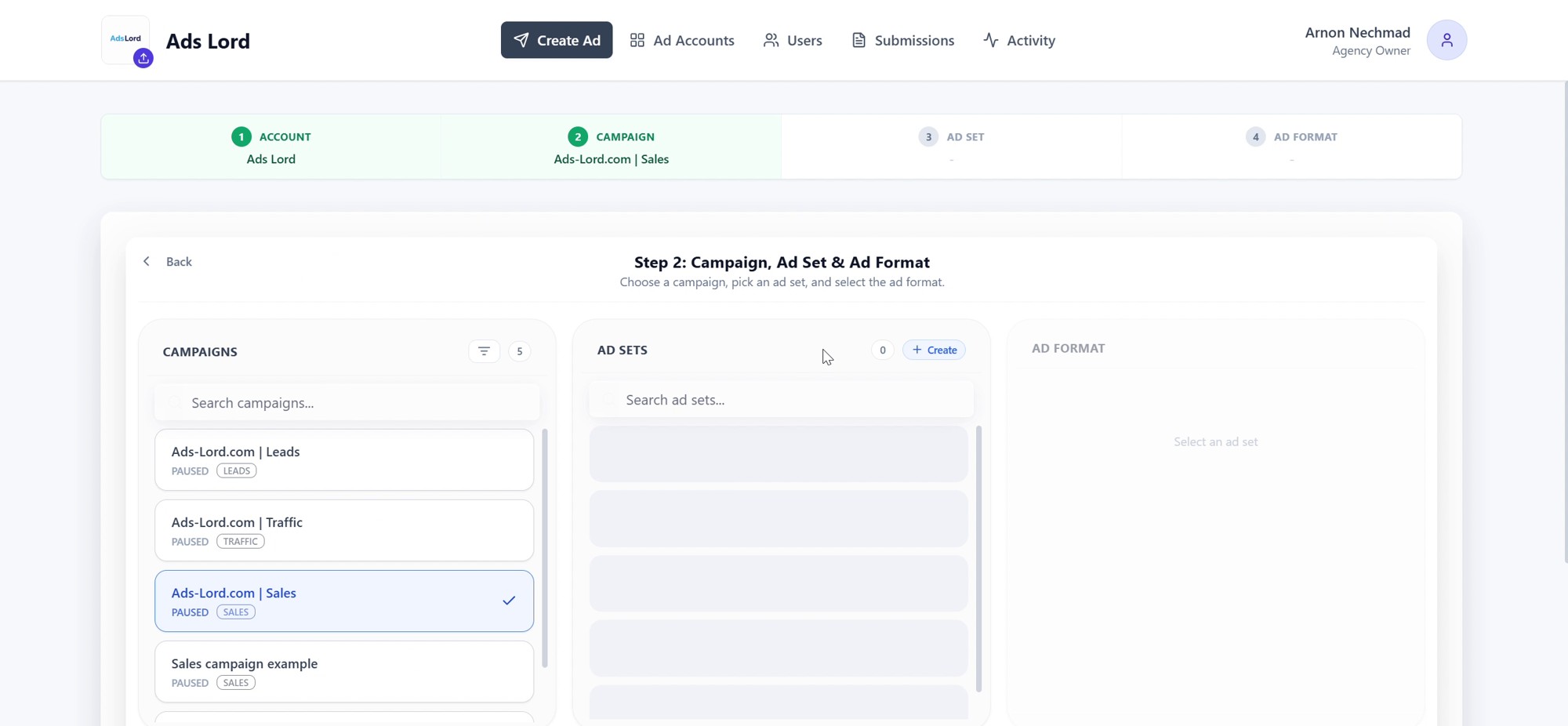 The Ads Lord campaign builder